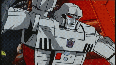 Cartoon Robot With Purple And Blue Badge GIF