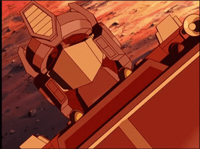 Cartoon Robot With Red Background And Sunset GIF