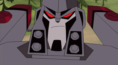 Cartoon Robot With Red Eyes And Letter A GIF