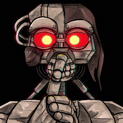 Cartoon Robot With Red Eyes Pointing GIF