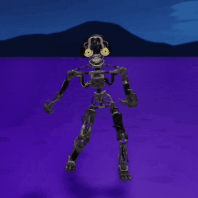 Cartoon Robot With Red Eyes Pointing