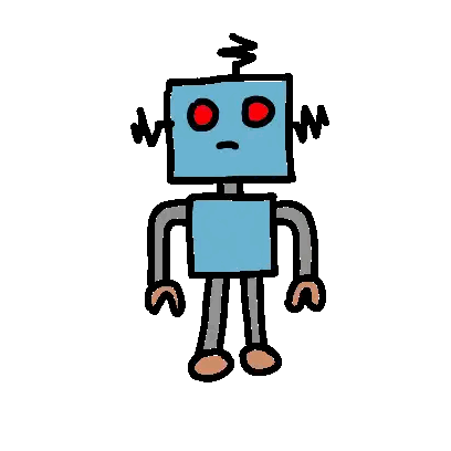 Cartoon Robot With Red Eyes Sticker