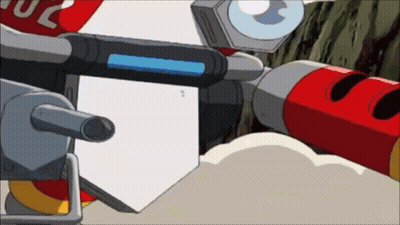 Cartoon Robot With Red UC Sign GIF