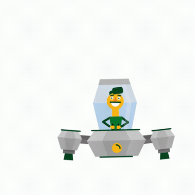 Cartoon Robot With Yellow And Green Antenna GIF
