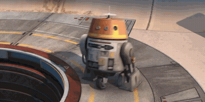 Cartoon Robot With Yellow Head Standing