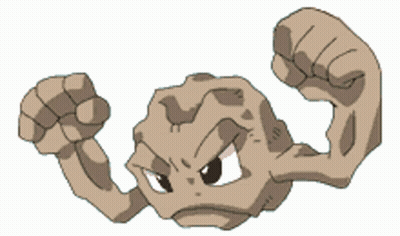 Cartoon Rock Monster With Fist In Air GIF