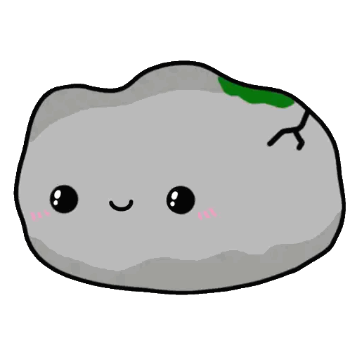 Cartoon Rock With Face And Pink Heart Sticker