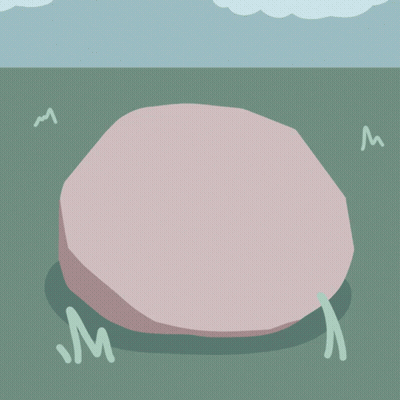 Cartoon Rock With Legs And Face GIF