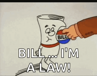 Cartoon Roll Of Paper Saying Bill I'm A Law GIF