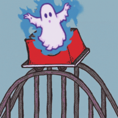 Cartoon Roller Coaster With Ghost GIF