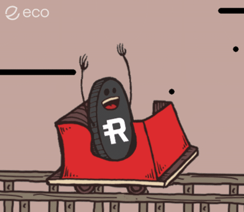 Cartoon Roller Coaster With Letter R On Front GIF