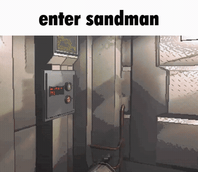 Cartoon Room Saying Enter Sandman GIF