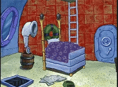Cartoon Room With Bed And Safe GIF