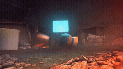 Cartoon Room With Blue Light From Window GIF