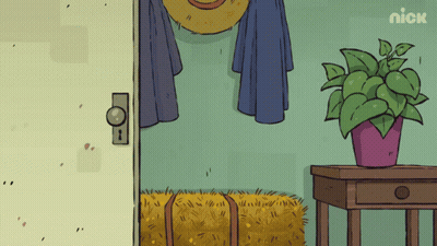 Cartoon Room With Plant And Nick Logo GIF