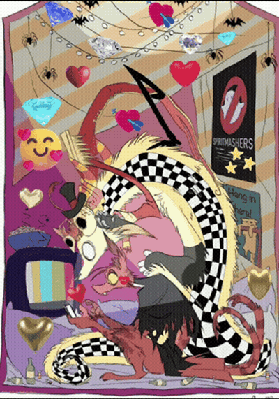 Cartoon Room With Spiritmashers Sign GIF