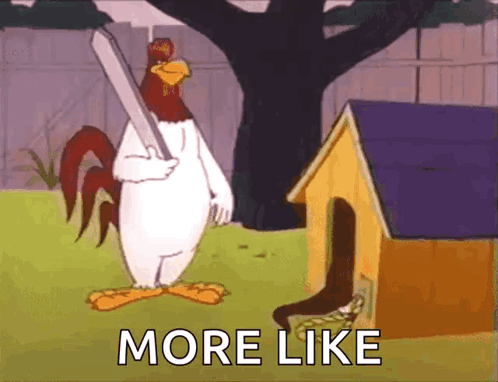 Cartoon Rooster Holding Bat