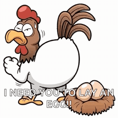 Cartoon Rooster Saying I Need You To Lay Egg GIF