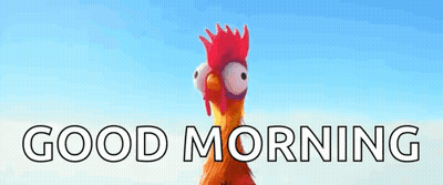 Cartoon Rooster Standing Blue Sky Good Morning GIF