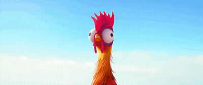 Cartoon Rooster With Big Eyes In Sky GIF