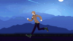 Cartoon Running Man Blue Night Sky GIF