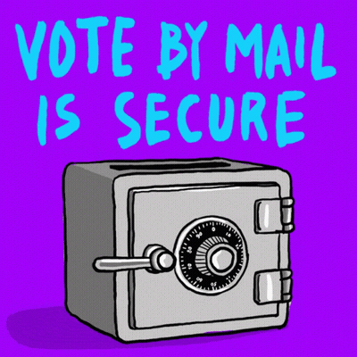 Cartoon Safe Saying Vote By Mail Is Secure GIF