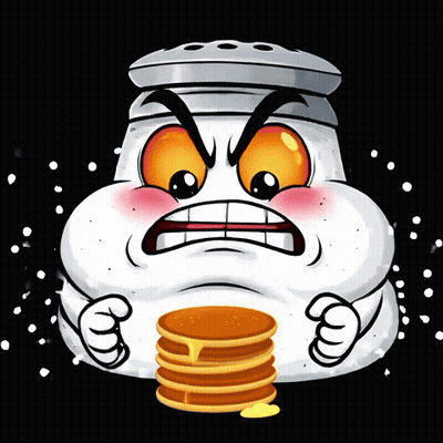 Cartoon Salt Shaker Holding Pancakes GIF