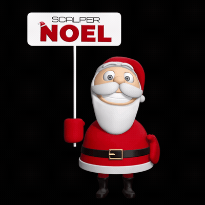 Cartoon Santa Claus Holding Scalper Noel Sign GIF