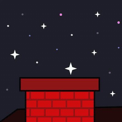 Cartoon Santa Claus In Chimney Waving GIF