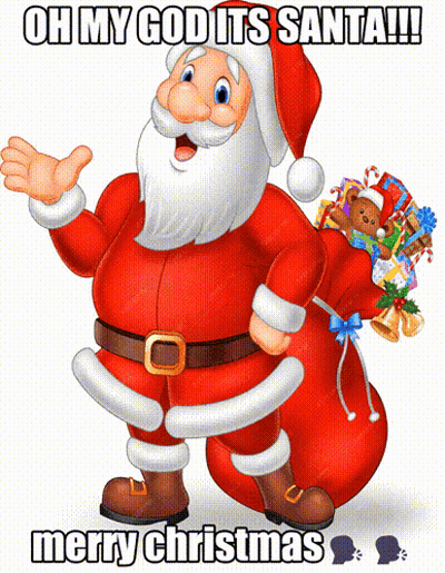 Cartoon Santa Claus With Bag Of Gifts GIF