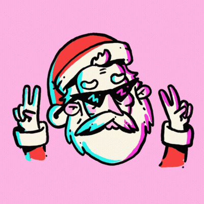 Cartoon Santa Claus With Sunglasses Making Peace Sign GIF