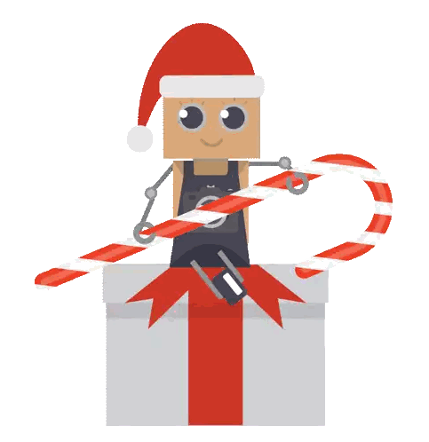 Cartoon Santa Holding Candy Cane Sticker