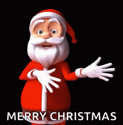 Cartoon Santa Waving Says Merry Christmas GIF