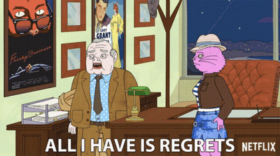 Cartoon Saying All I Have Is Regrets GIF