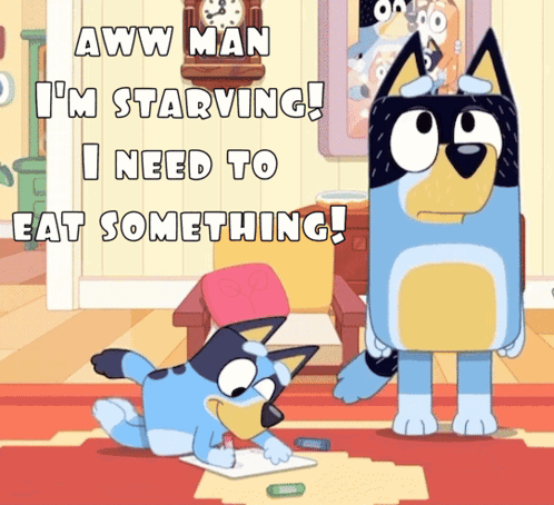 Cartoon Saying Aww Man I'm Starving GIF