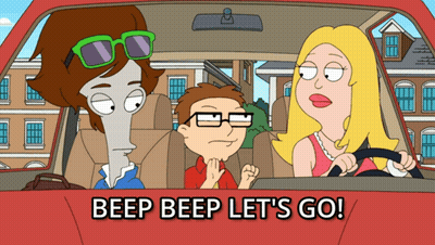Cartoon Saying Beep Beep Let's Go In Car GIF