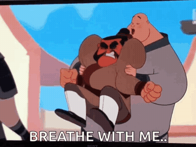 Cartoon Saying Breathe With Me Holding Another Character GIF