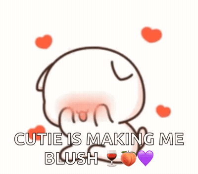 Cartoon Saying Cutie Is Making Me Blush Hearts GIF