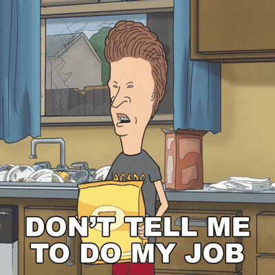 Cartoon Saying Don't Tell Me To Do My Job Holding Bag GIF