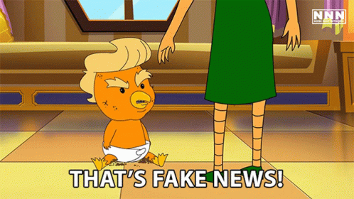 Cartoon Saying Fake News In Front Of Baby GIF