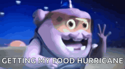 Cartoon Saying Getting My Food Hurricane On Blue Background GIF