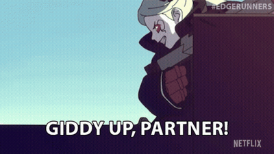 Cartoon Saying Giddy Up Partner GIF