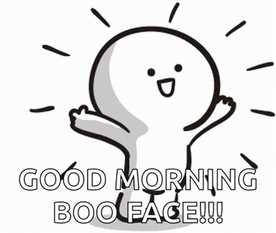 Cartoon Saying Good Morning Boo Face With Arms In Air GIF