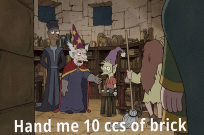 Cartoon Saying Hand Me 10 Ccs Of Brick GIF