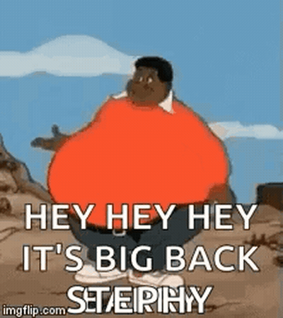 Cartoon Saying Hey Hey Hey Big Back Stephyry GIF