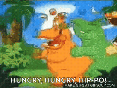 Cartoon Saying Hungry Hungry Hip-Po GIF