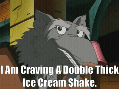 Cartoon Saying I Am Craving A Double Thick Ice Cream Shake GIF