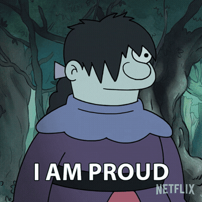 Cartoon Saying I Am Proud In Forest GIF