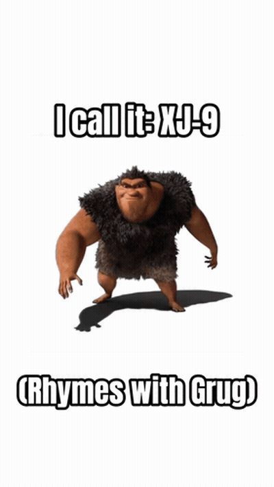 Cartoon Saying I Call It Xu-9 Rhymes With Grug GIF