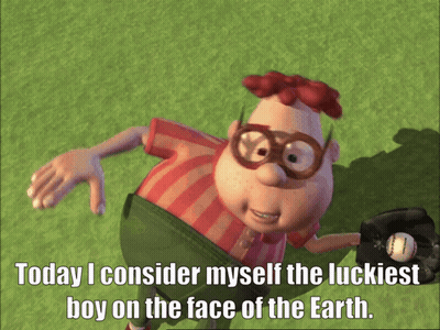 Cartoon Saying I Consider Myself The Luckiest Boy GIF